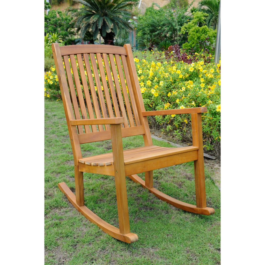 International Caravan Acacia Large Rocking Chair - Rustic Brown - Chairs
