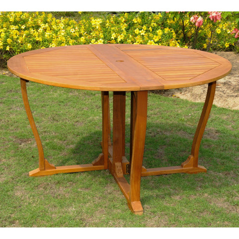 International Caravan Royal Tahiti Round Wood Gate Leg Table - Outdoor Furniture