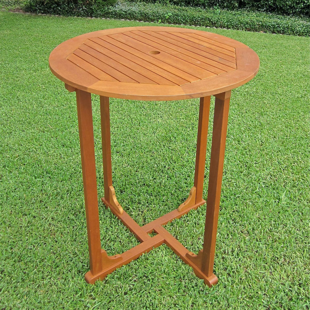 International Caravan Royal Tahiti Outdoor Wood Bar Height Round Table - Outdoor Furniture