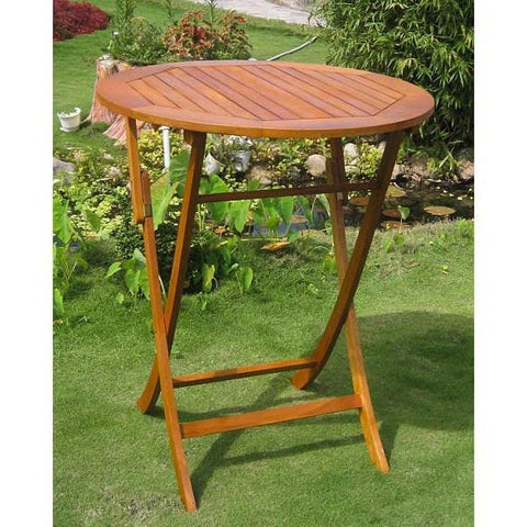 International Caravan Royal Tahiti Outdoor 36 Bar Height Round Folding Table - Outdoor Furniture