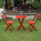 International Caravan Set of 3 Acacia Folding Bistro Set - Barn Red - Outdoor Furniture