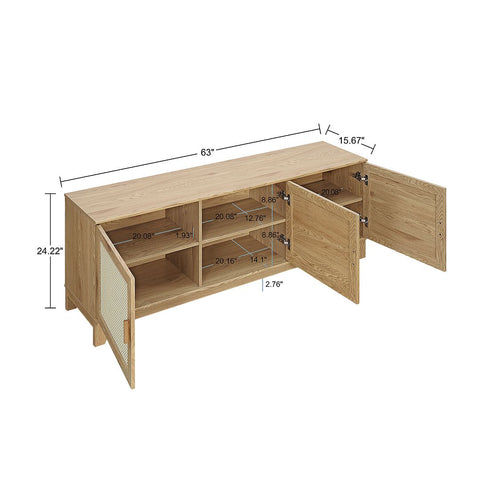 Manhattan Comfort Sheridan 62.99 Modern Cane TV Stand in Nature-Modern Room Deco