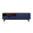 Manhattan Comfort Duane 59.25 Modern Ribbed TV Stand in Dark Brown and Navy Blue
