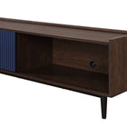 Manhattan Comfort Duane 59.25 Modern Ribbed TV Stand in Dark Brown and Navy Blue