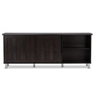 Baxton Studio Unna 70-Inch Dark Brown Wood TV Cabinet with 2 Sliding Doors and Drawer - Living Room Furniture
