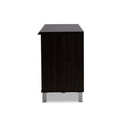 Baxton Studio Unna 70-Inch Dark Brown Wood TV Cabinet with 2 Sliding Doors and Drawer - Living Room Furniture