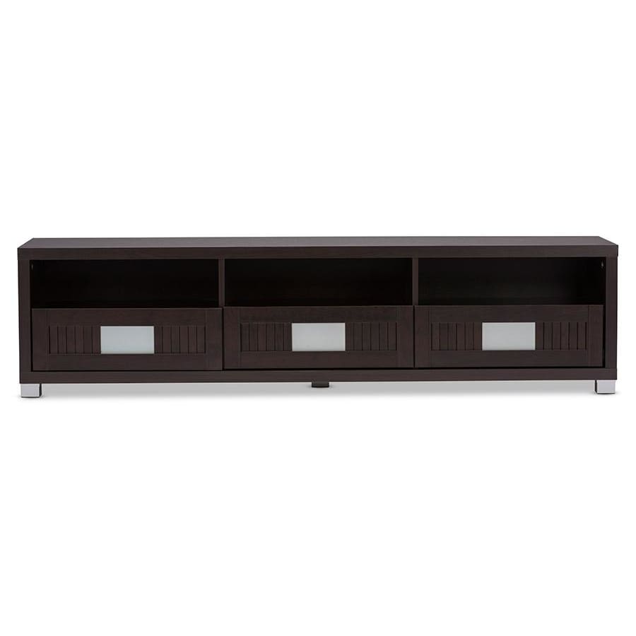 Baxton Studio Gerhardine Dark Brown Wood 63-Inch TV Cabinet with 3-drawer - Living Room Furniture