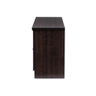 Baxton Studio Adelino 63 Inches Dark Brown Wood TV Cabinet with 4 Glass Doors and 2 Drawers - Living Room Furniture