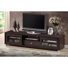 Baxton Studio Beasley 70-Inch Dark Brown TV Cabinet with 2 Sliding Doors and Drawer - Living Room Furniture