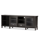 Baxton Studio Walda 70-Inch Dark Brown Wood TV Cabinet with 2 Sliding Doors and 2 Drawers - Living Room Furniture