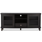 Baxton Studio Walda 60-Inch Dark Brown Wood TV Cabinet with 2 Sliding Doors and 1 Drawer - Living Room Furniture