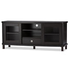 Baxton Studio Walda 60-Inch Dark Brown Wood TV Cabinet with 2 Sliding Doors and 1 Drawer - Living Room Furniture