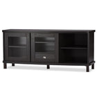 Baxton Studio Walda 60-Inch Dark Brown Wood TV Cabinet with 2 Sliding Doors and 1 Drawer - Living Room Furniture