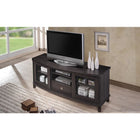 Baxton Studio Walda 60-Inch Dark Brown Wood TV Cabinet with 2 Sliding Doors and 1 Drawer - Living Room Furniture