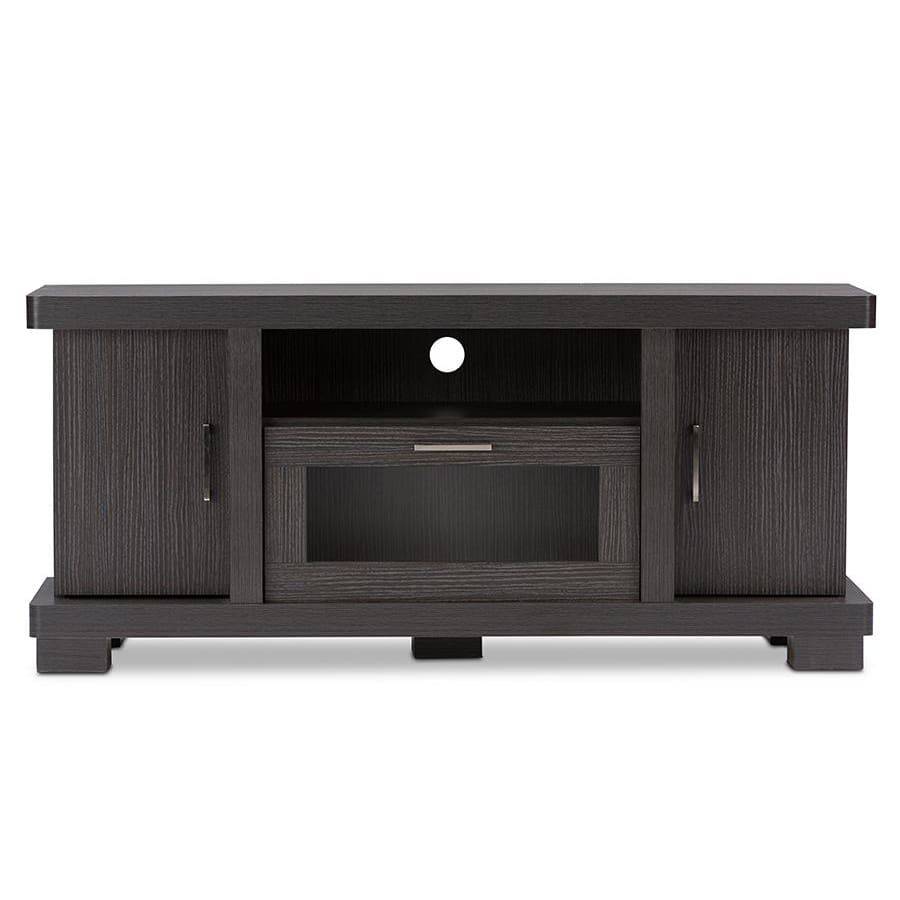 Baxton Studio Viveka 47-Inch Dark Brown Wood TV Cabinet with 2 Doors - Living Room Furniture