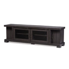 Baxton Studio Viveka 70-Inch Dark Brown Wood TV Cabinet with 2 Glass Doors and 2 Doors - Living Room Furniture