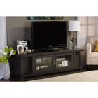 Baxton Studio Viveka 70-Inch Dark Brown Wood TV Cabinet with 2 Glass Doors and 2 Doors - Living Room Furniture