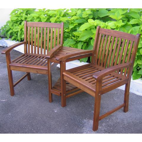 International Caravan Outdoor Wood Corner Double Chair - Outdoor Furniture