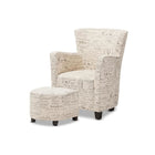 Baxton Studio Benson French Script Patterned Fabric Club Chair and Ottoman Set - Living Room Furniture