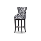 Baxton Studio Peace Modern and Contemporary Zebra-print Patterned Fabric Upholstered Bar Stool with Metal Footrest - Bar Furniture