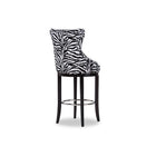 Baxton Studio Peace Modern and Contemporary Zebra-print Patterned Fabric Upholstered Bar Stool with Metal Footrest - Bar Furniture