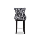 Baxton Studio Peace Modern and Contemporary Zebra-print Patterned Fabric Upholstered Bar Stool with Metal Footrest - Bar Furniture