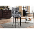 Baxton Studio Peace Modern and Contemporary Zebra-print Patterned Fabric Upholstered Bar Stool with Metal Footrest - Bar Furniture