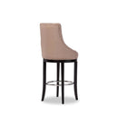 Baxton Studio Harmony Modern and Contemporary Button-tufted Beige Fabric Upholstered Bar Stool with Metal Footrest - Bar Furniture