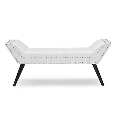 Baxton Studio Tamblin Modern and Contemporary White Faux Leather Upholstered Large Ottoman Seating Bench - Bedroom Furniture