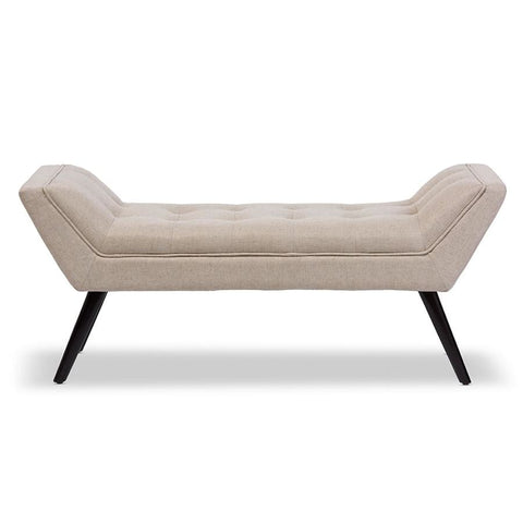 Baxton Studio Tamblin Mid-century Modern Retro Beige Linen Fabric Upholstered Grid-Tufting 50-Inch Bench - Bedroom Furniture