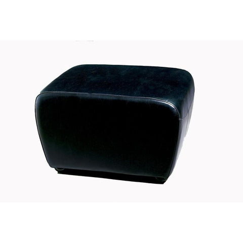 Baxton Studio Black Full Leather Ottoman with Rounded Sides - Living Room Furniture