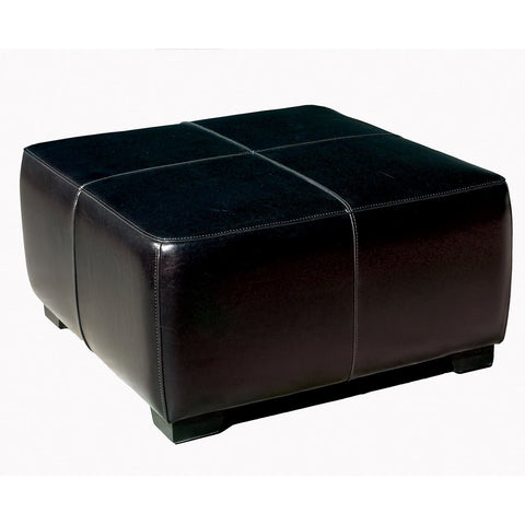 Baxton Studio Black Full Leather Square Ottoman Footstool - Living Room Furniture
