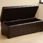 Baxton Studio Dark Brown Full Leather Storage Bench Ottoman with Dimples - Living Room Furniture