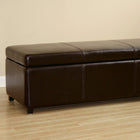 Baxton Studio Dark Brown Full Leather Storage Bench Ottoman with Stitching - Living Room Furniture
