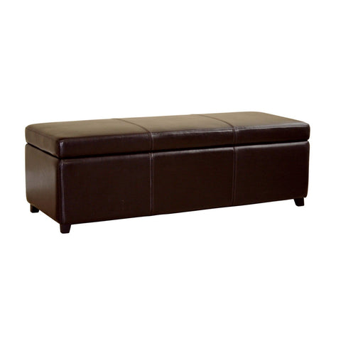 Baxton Studio Dark Brown Full Leather Small Storage Cube Ottoman - Living Room Furniture