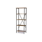 Baxton Studio Lancashire Brown Wood & Metal Bookcase - Living Room Furniture