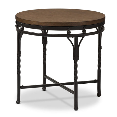 Baxton Studio Austin Vintage Industrial Antique Bronze Round End Table - Living Room Furniture