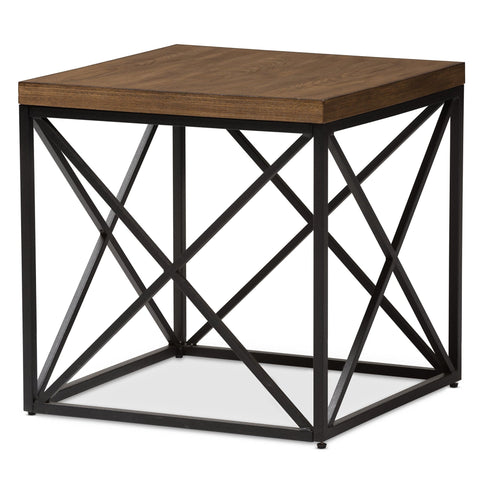 Baxton Studio Holden Vintage Industrial Antique Bronze End Table - Living Room Furniture