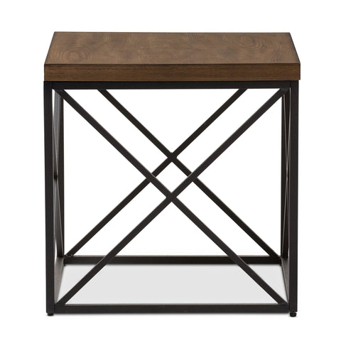 Baxton Studio Holden Vintage Industrial Antique Bronze End Table - Living Room Furniture