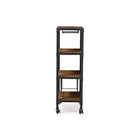 Baxton Studio Swanson Rustic Industrial Style Antique Black Textured Finish Metal Distressed Wood Mobile Kitchen Bar Wine Storage Shelf -