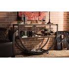 Baxton Studio Blakes Rustic Industrial Style Antique Black Textured Finish Metal Distressed Wood Console Table - Entryway Furniture