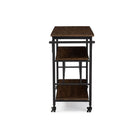 Baxton Studio Bradford Rustic Industrial Style Antique Black Textured Finish Metal Distressed Wood Mobile Kitchen Bar Serving Wine Cart -