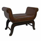 International Caravan Faux Leather Vanity Stool - Saddle Brown - Stools