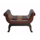 International Caravan Faux Leather Vanity Stool - Mixed Patch Work - Stools