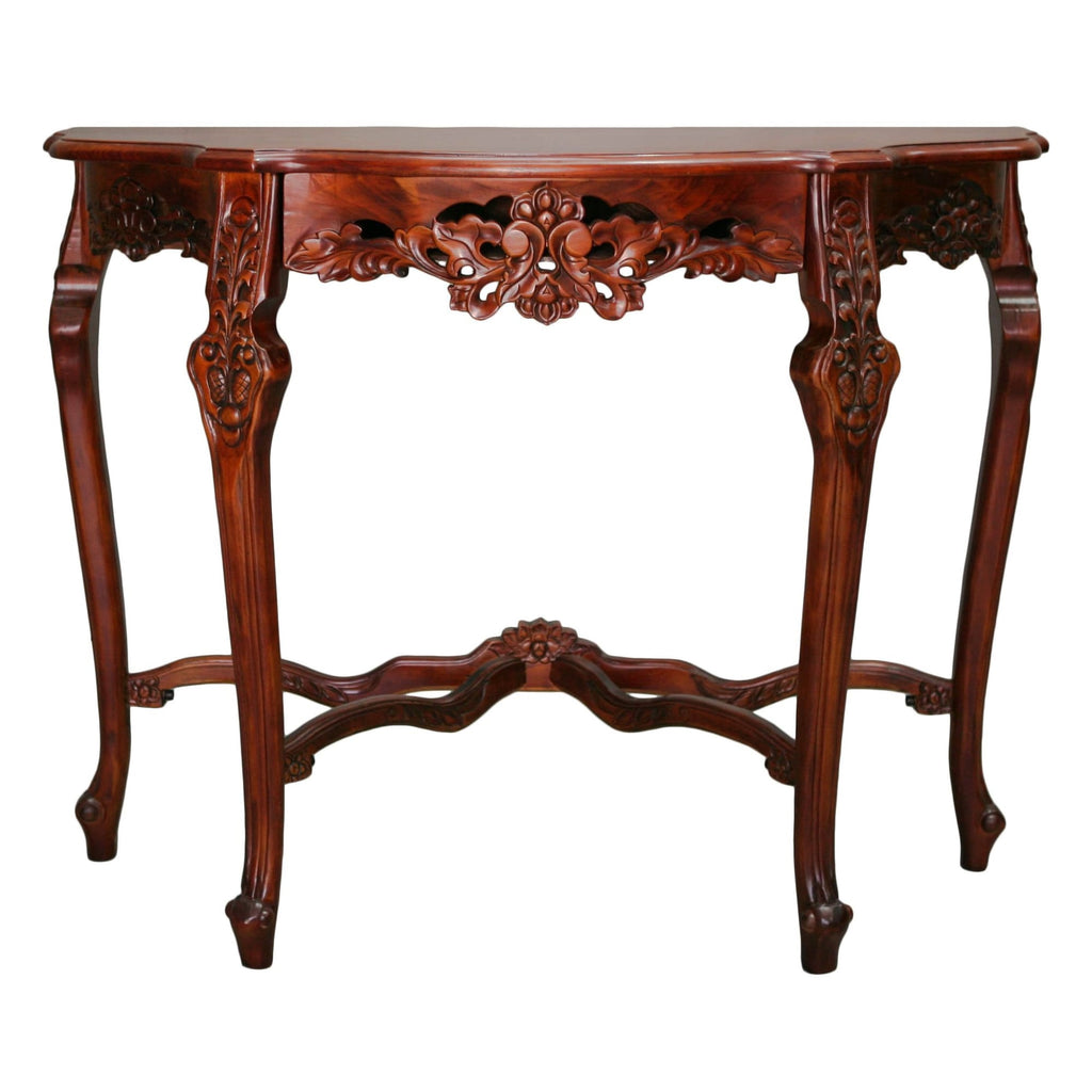 International Caravan Windsor Hand-Carved Half Moon Console Table - Stain - Other Tables