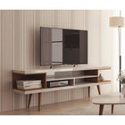 Manhattan Comfort Utopia 70.47 TV Stand with Splayed Wooden Legs and 4 Shelves - White Gloss and Maple Cream - TV Stands