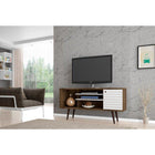 Manhattan Comfort Liberty 53.14 Mid Century - Modern TV Stand with 5 Shelves and 1 Door - Rustic Brown and White - TV Stands