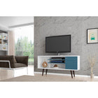 Manhattan Comfort Liberty 53.14 Mid Century - Modern TV Stand with 5 Shelves and 1 Door - White and Aqua Blue - TV Stands