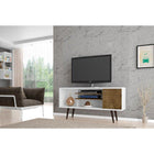 Manhattan Comfort Liberty 53.14 Mid Century - Modern TV Stand with 5 Shelves and 1 Door - White and Rustic Brown - TV Stands
