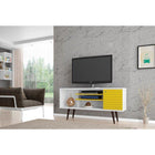 Manhattan Comfort Liberty 53.14 Mid Century - Modern TV Stand with 5 Shelves and 1 Door - White and Yellow - TV Stands